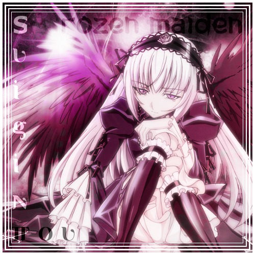 1girl black_wings boots border detached_collar dress feathers flower frilled_sleeves frills hairband image lolita_hairband long_hair long_sleeves looking_at_viewer ribbon rose sitting solo suigintou very_long_hair wings