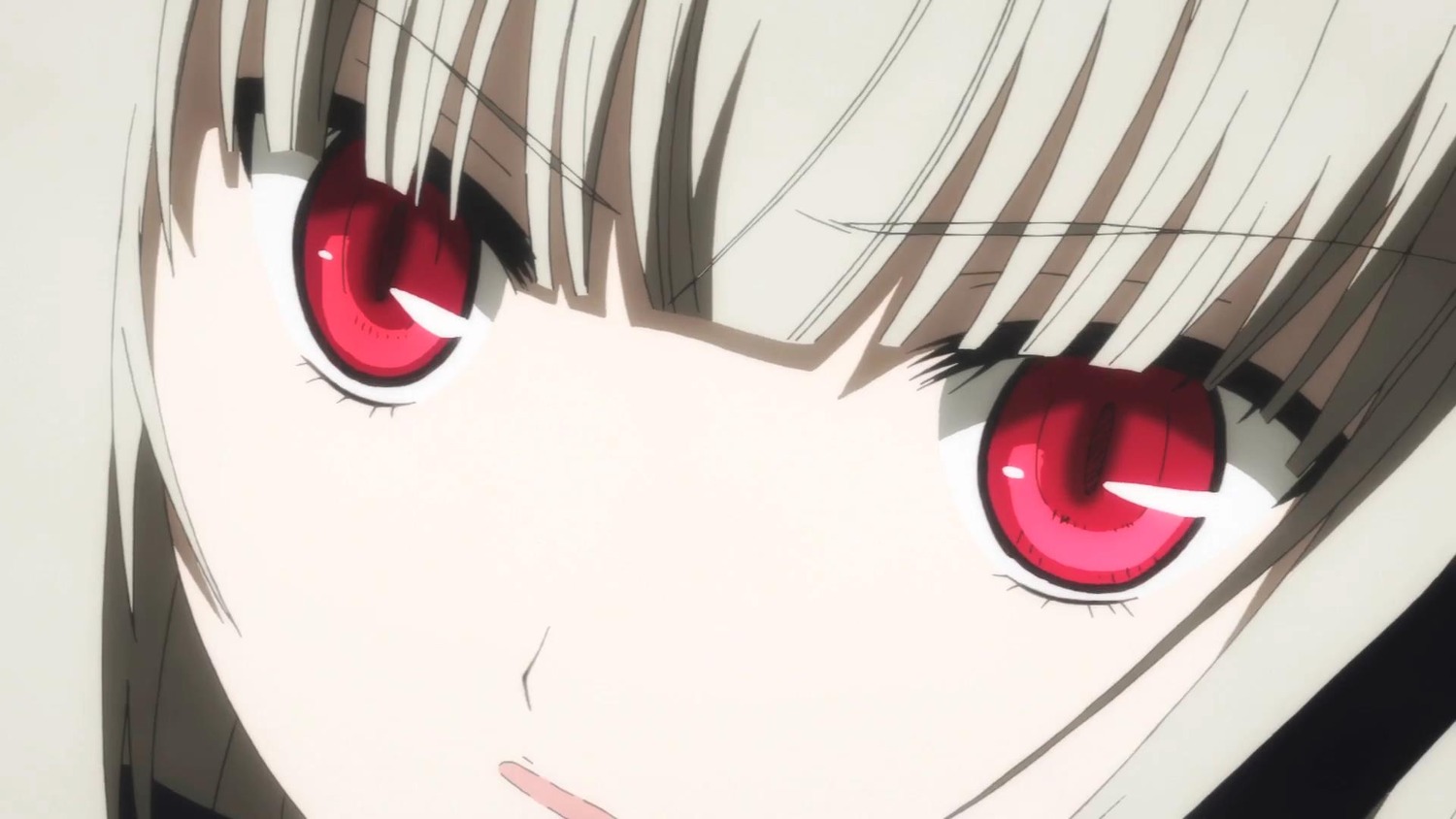 1girl albino bangs close-up eyebrows_visible_through_hair face image looking_at_viewer red_eyes simple_background solo suigintou