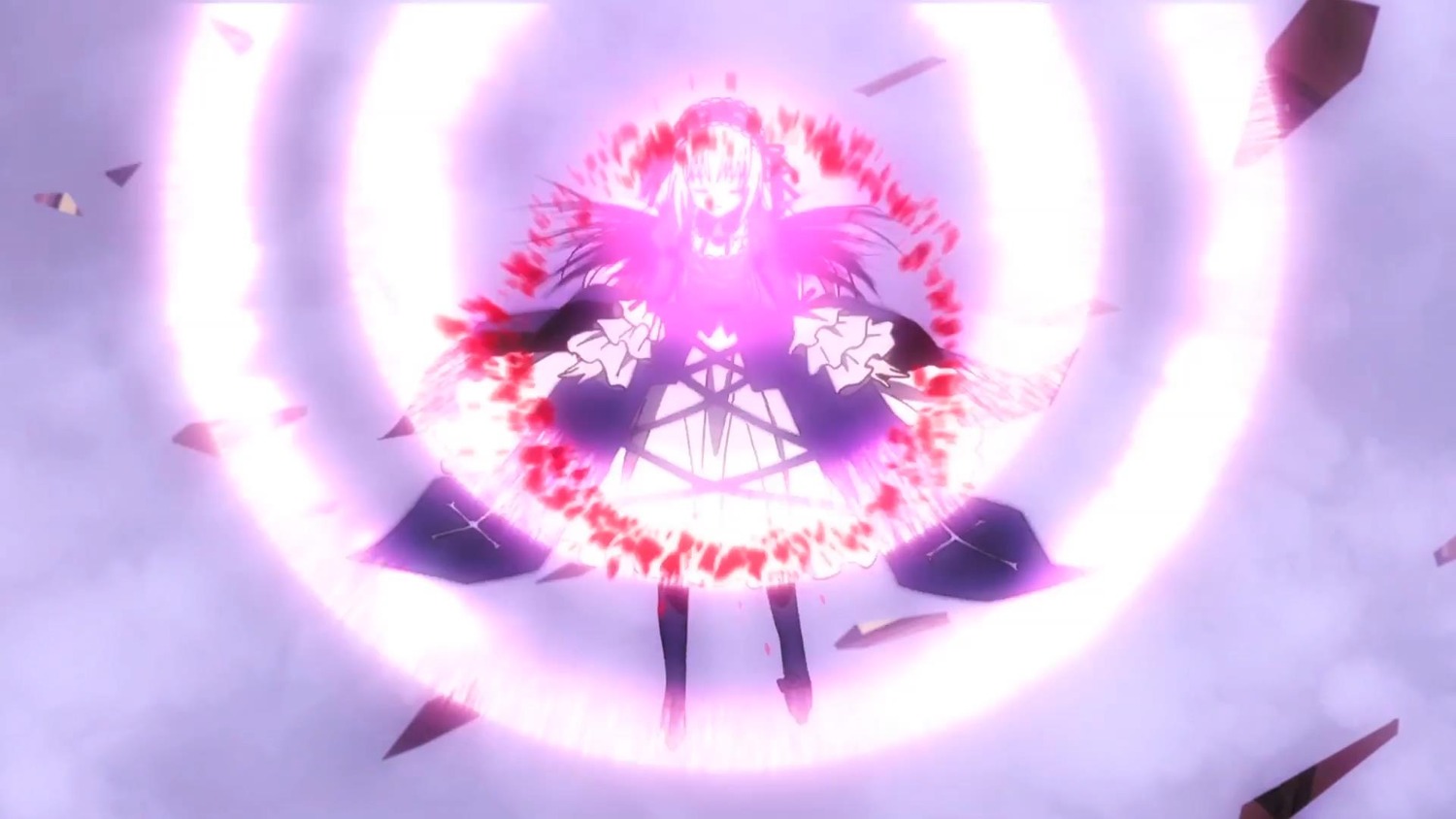 1girl dress image kaname_madoka long_hair pink_hair solo suigintou weapon