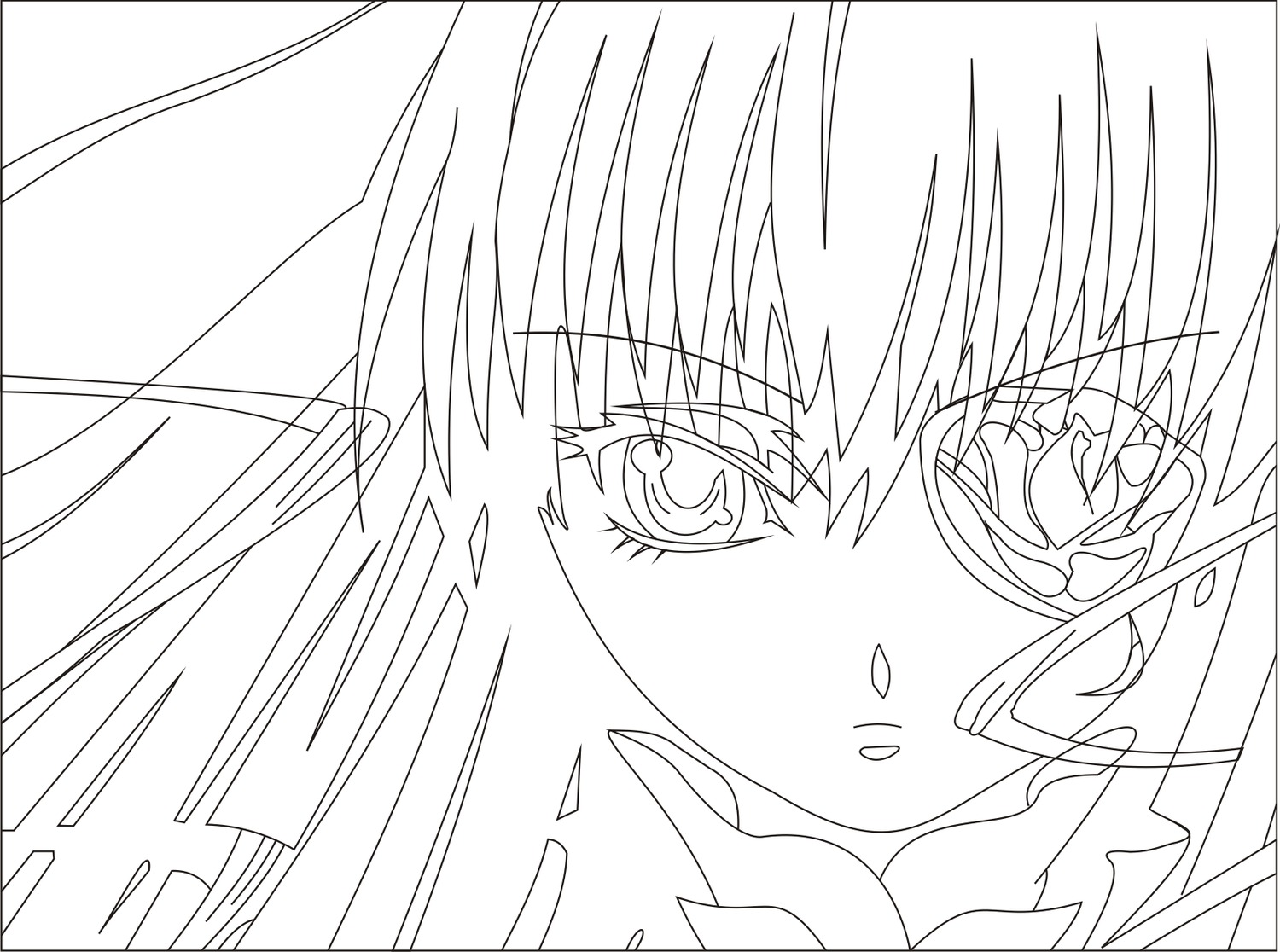 1girl bangs barasuishou close-up eyebrows_visible_through_hair greyscale image looking_at_viewer monochrome solo white_background