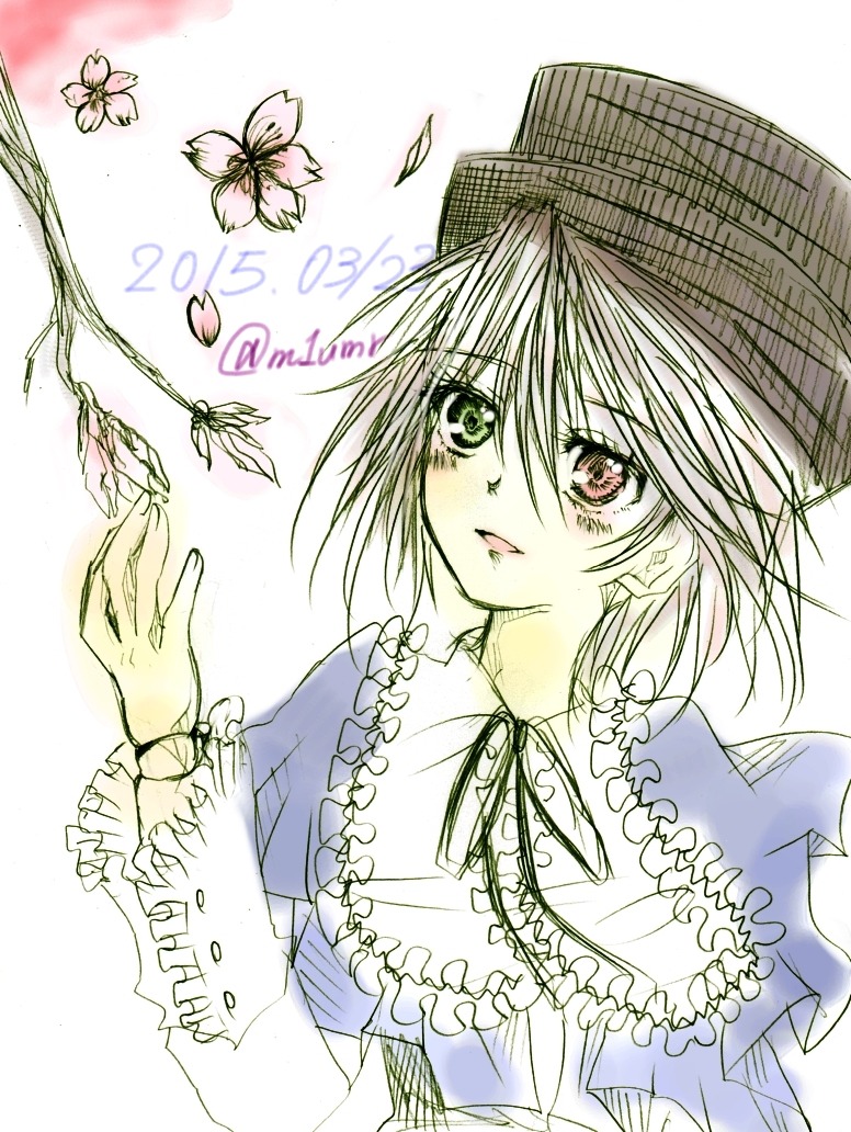 1girl flower frills hat image long_sleeves looking_at_viewer m1umr ribbon short_hair solo souseiseki upper_body