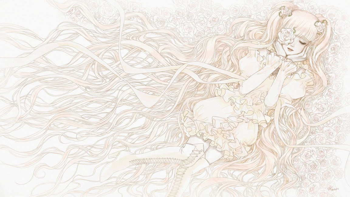 1girl boots closed_eyes dress flower hair_flower hair_ornament image kirakishou long_hair pink_hair rose sitting solo twintails very_long_hair