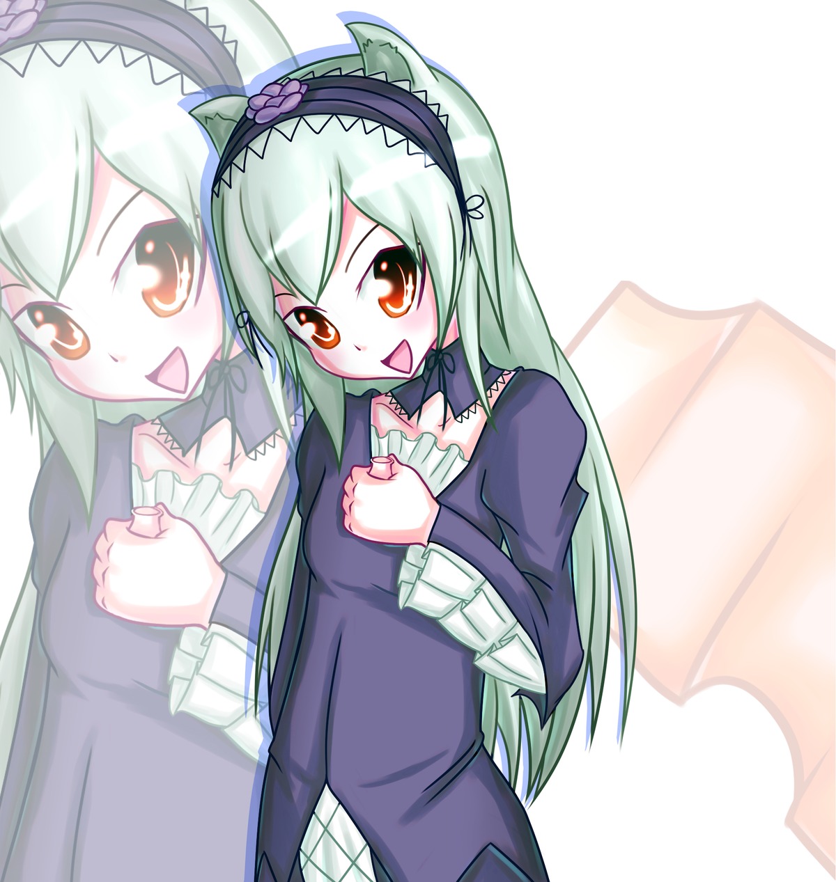 1girl :d dress frills hairband image long_hair long_sleeves looking_at_viewer open_mouth smile solo suigintou zoom_layer