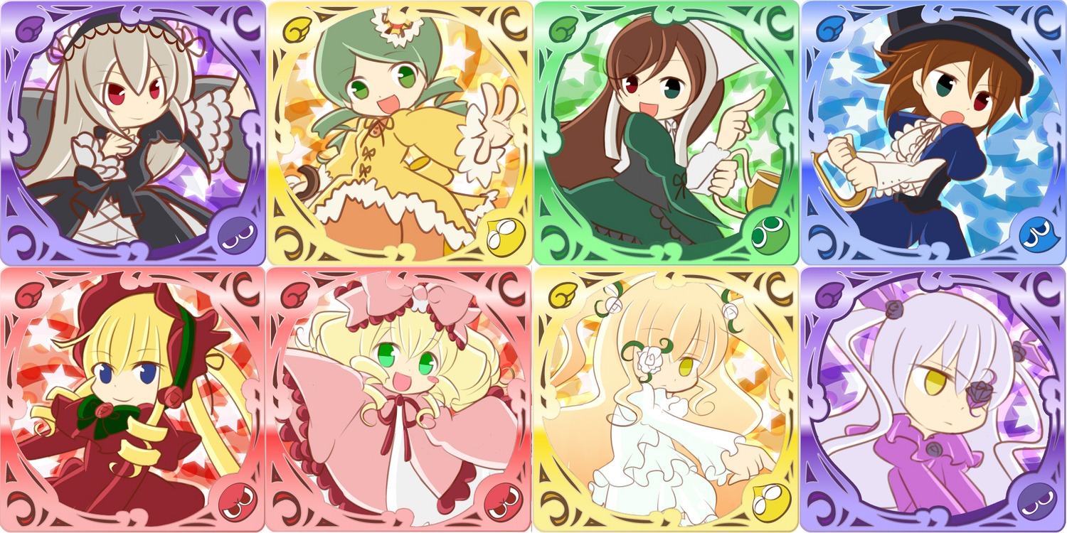 6+girls auto_tagged blonde_hair blue_eyes bow brown_hair dress drill_hair flower green_eyes hair_ornament hairband hat headdress heterochromia hina_ichigo image kanaria long_hair multiple multiple_girls purple_dress red_eyes shinku short_hair silver_hair smile souseiseki suigintou suiseiseki tagme twintails umbrella wings yellow_eyes