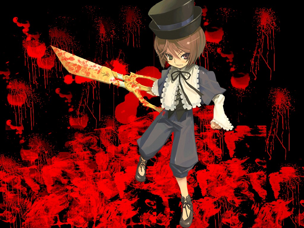 auto_tagged blood blood_splatter brown_hair hat image long_sleeves solo souseiseki top_hat