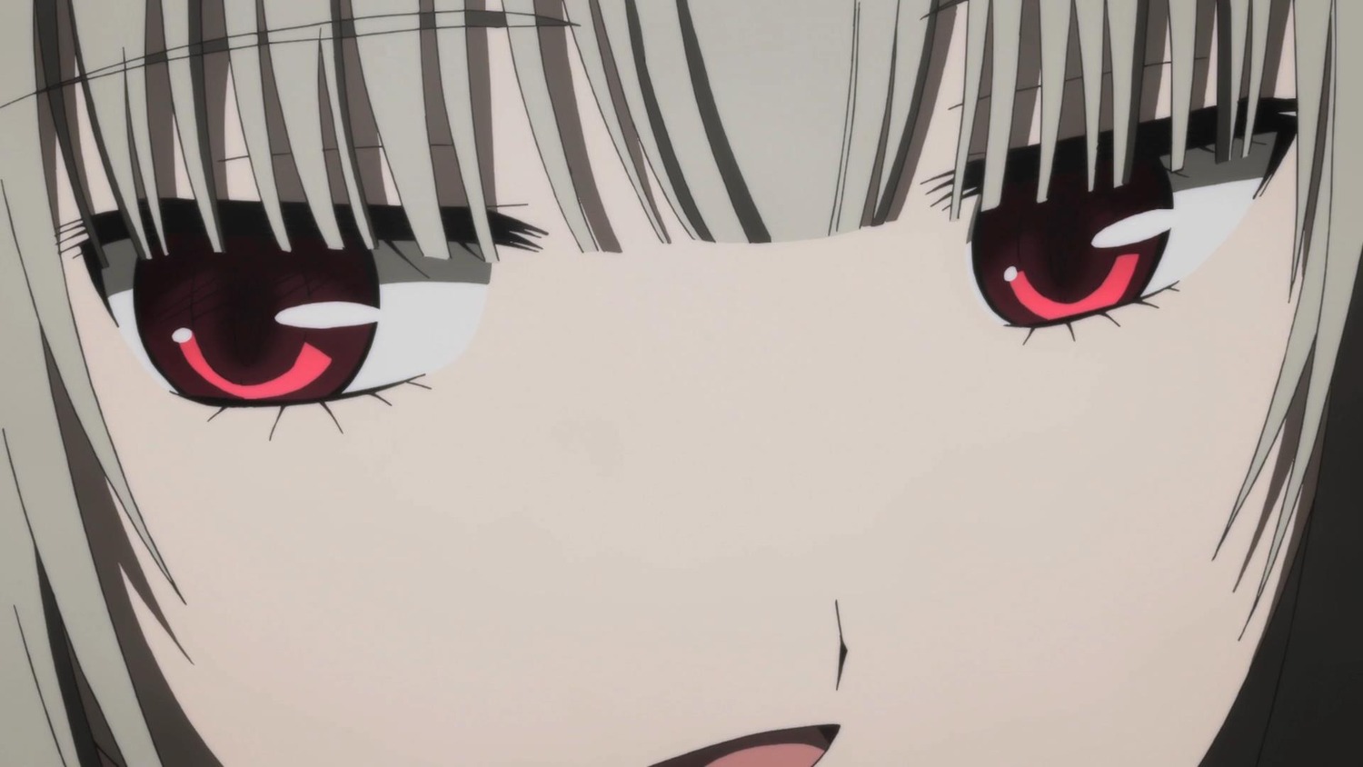 1girl bangs blush close-up image lips looking_at_viewer red_eyes simple_background solo suigintou