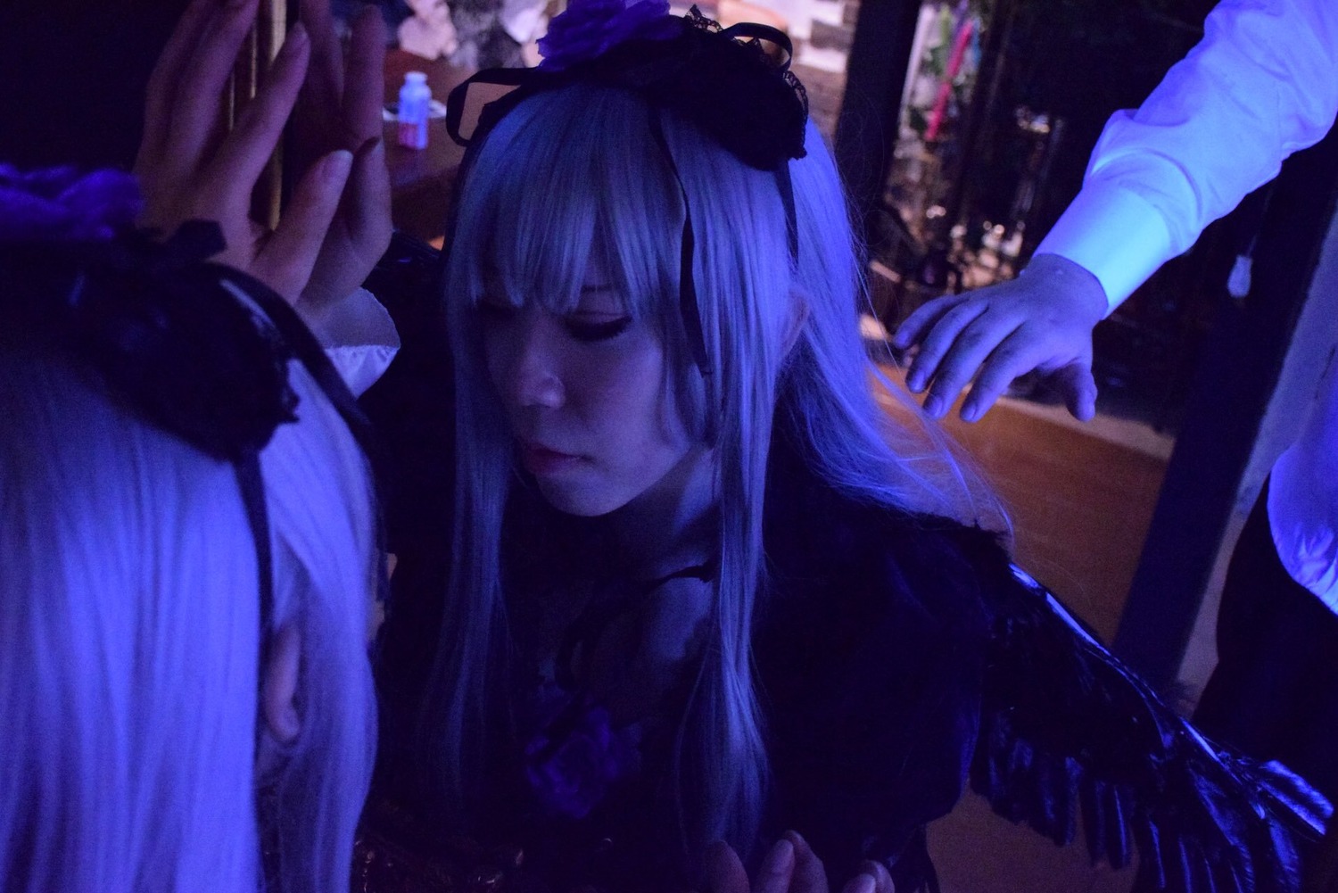 1girl bangs closed_eyes dress long_hair long_sleeves solo suigintou