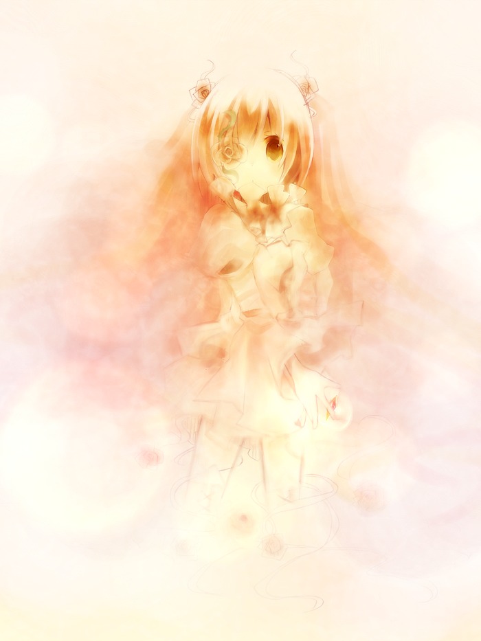 1girl dress flower hair_flower hair_ornament hatsune_miku image kirakishou long_hair looking_at_viewer solo very_long_hair