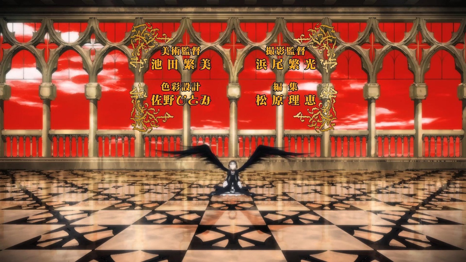 argyle argyle_background checkered checkered_background checkered_floor donation_box hat image long_hair rope shide shimenawa shrine solo suigintou tile_floor tiles torii