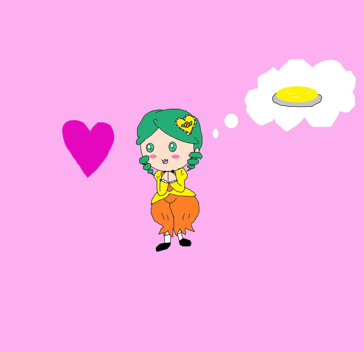 1girl green_eyes green_hair hat heart image kanaria solo