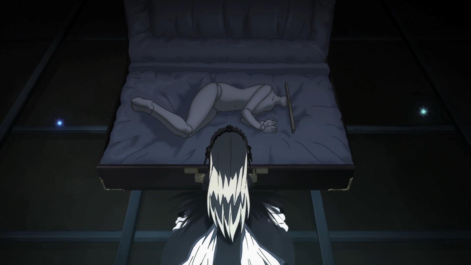 1girl animal_ears bed dark fox_ears fox_tail image indoors long_hair lying night on_side pillow sky solo suigintou tail window