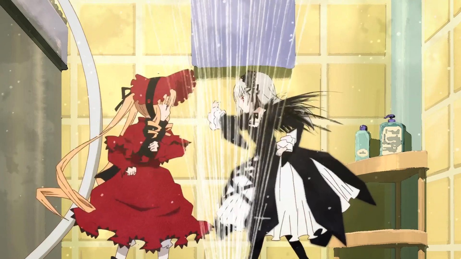 1boy 1girl black_hair cross dress image pair shinku suigintou