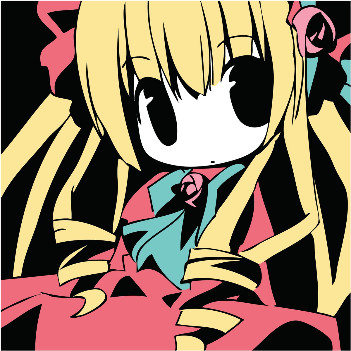 1girl bangs blonde_hair bow dress eyebrows_visible_through_hair flower hair_between_eyes hair_flower image long_hair shinku simple_background solo