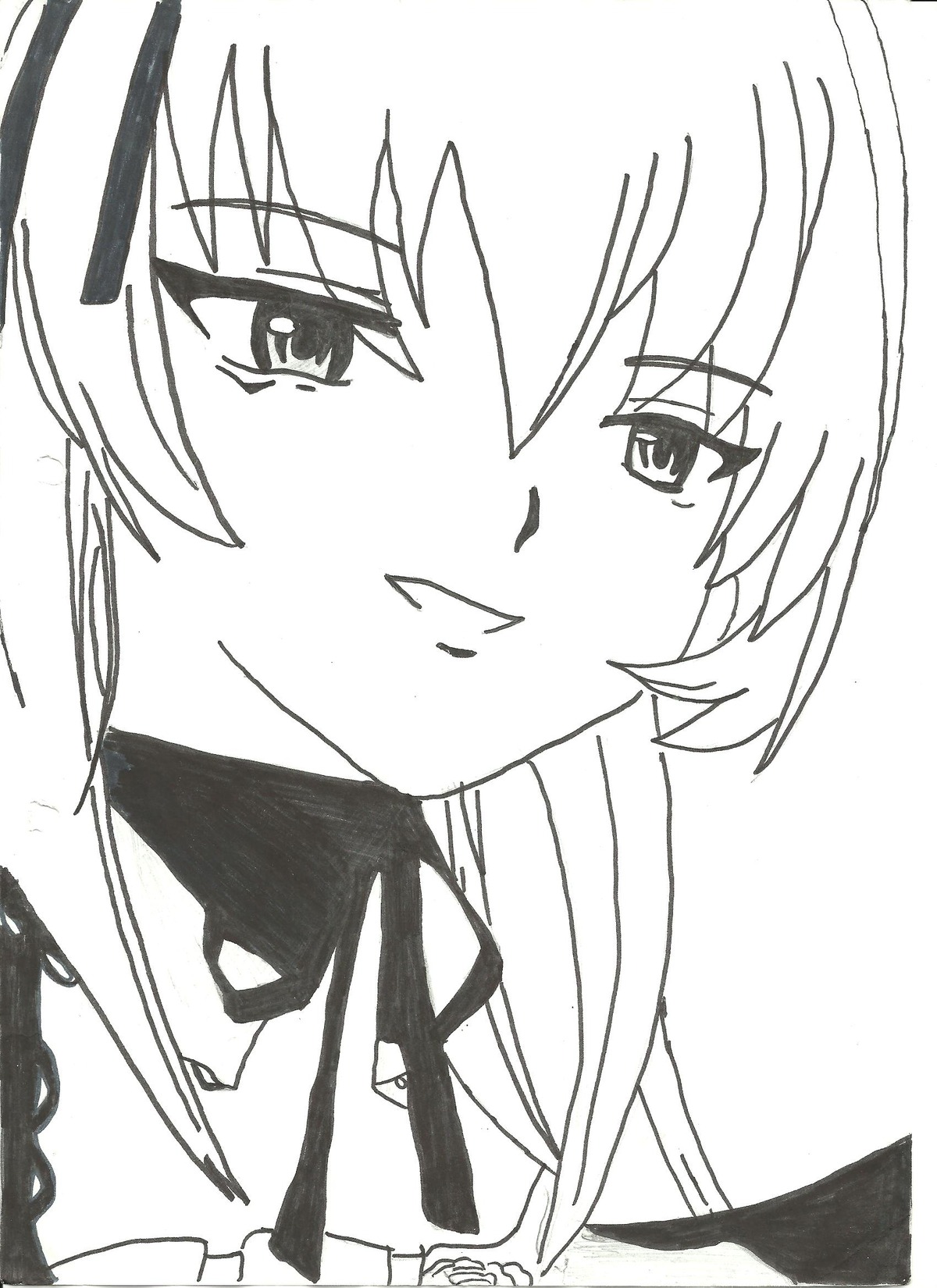 1girl blush closed_mouth eyebrows_visible_through_hair greyscale hair_between_eyes image monochrome simple_background smile solo suigintou white_background