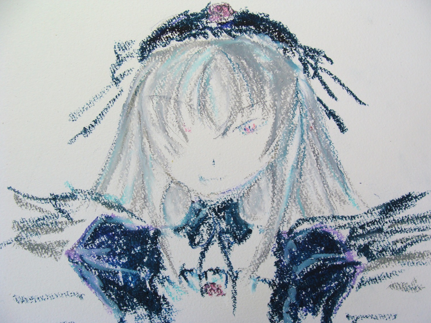 1girl image monochrome solo suigintou